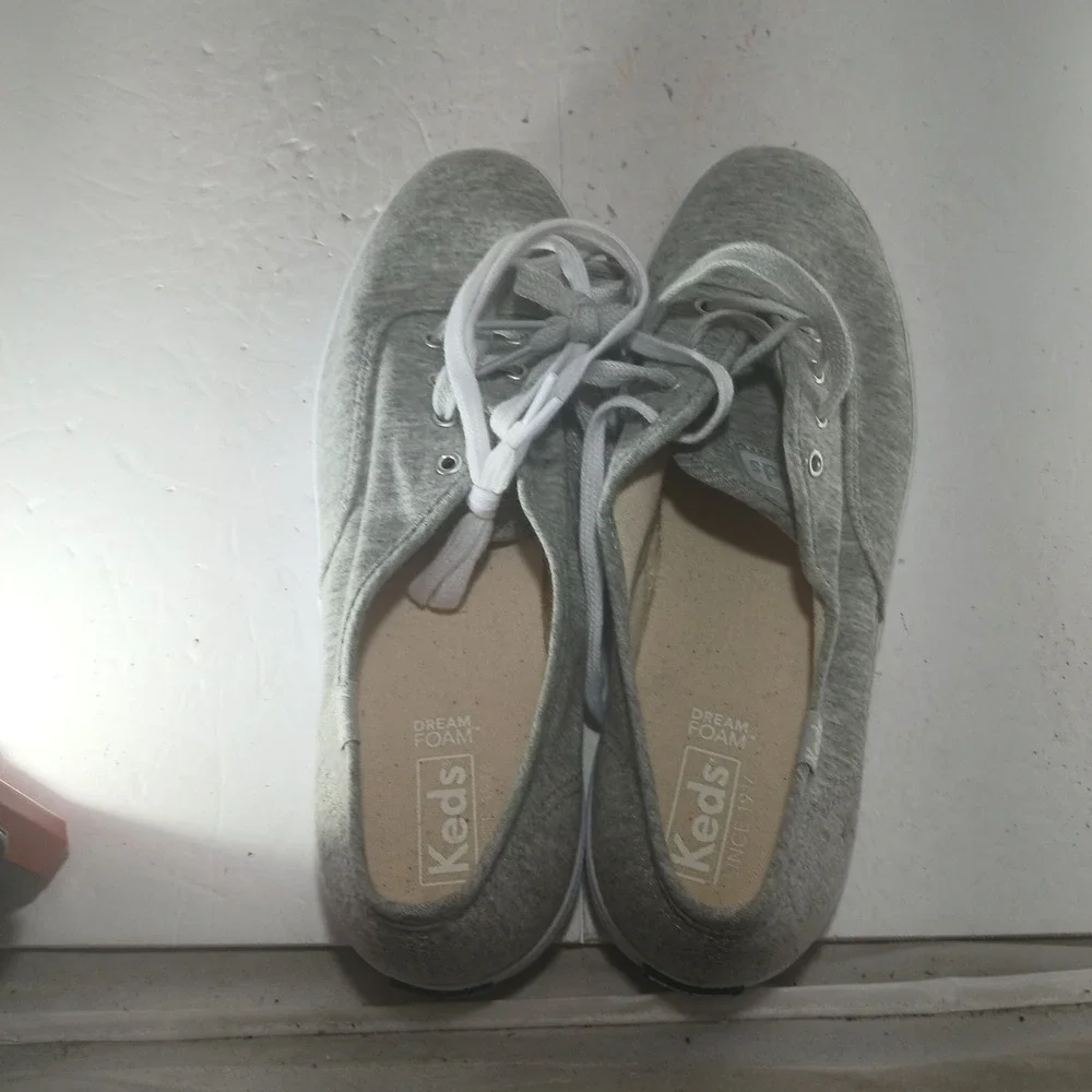 Keds Champion Jersey Sneakers 9 Grey Low Top Lace Up Dream Foam WF61526